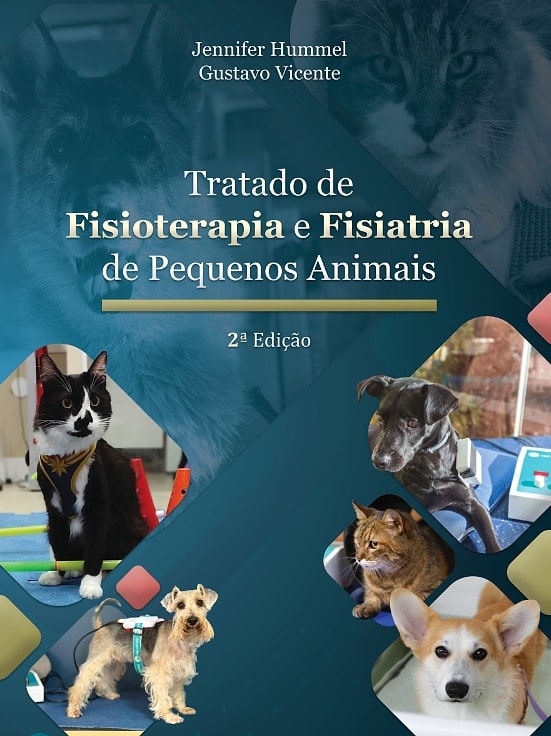 Capa do Tratado de Fisioterapia e Fisiatria em Pequenos Animais — Jennifer Hummel e Gustavo Vicente